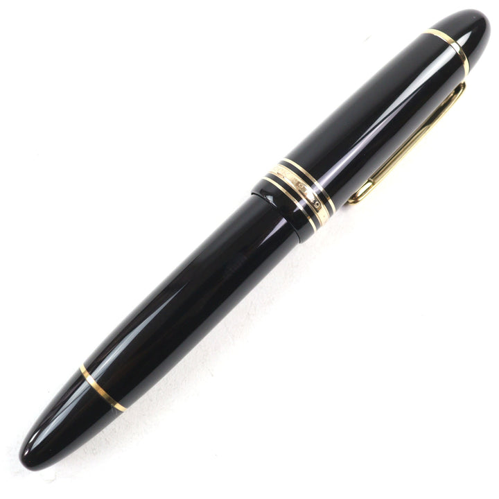 極美品○MONTBLANC モンブラン マイスターシュテュック 149 18K Mニブ ホワイトスター ロゴ刻印 キャップ式 万年筆 ブラック ゴールド