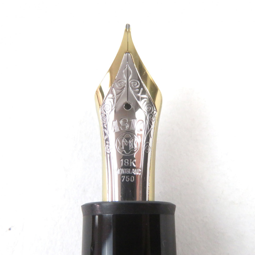 極美品○MONTBLANC モンブラン マイスターシュテュック 149 18K Mニブ ホワイトスター ロゴ刻印 キャップ式 万年筆 ブラック ゴールド