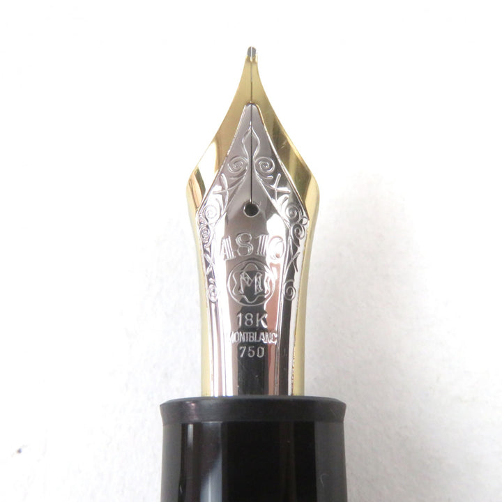 極美品○MONTBLANC モンブラン マイスターシュテュック 149 18K Mニブ ホワイトスター ロゴ刻印 キャップ式 万年筆 ブラック ゴールド
