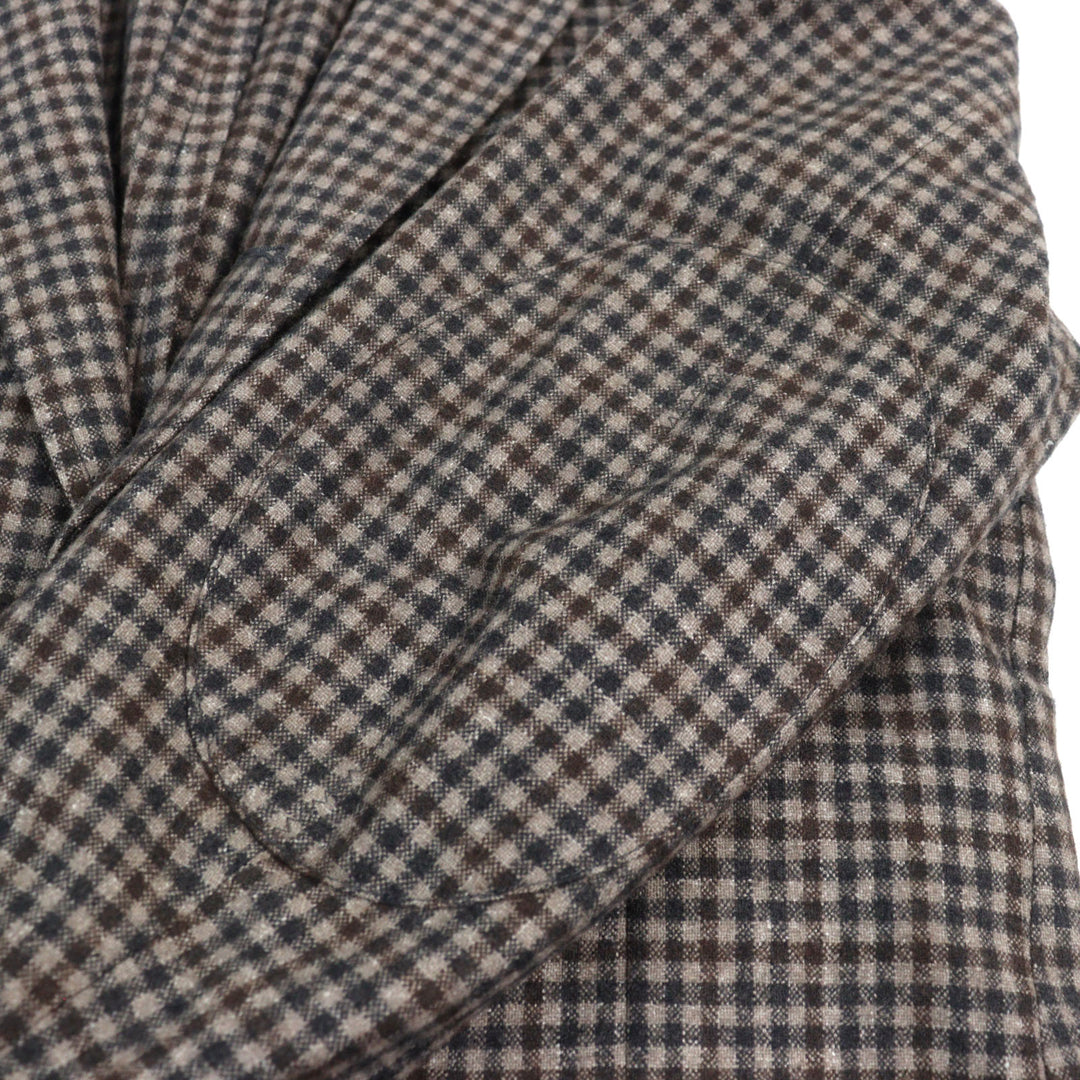 極美品○Salvatore Ferragamo サルヴァトーレフェラガモ ロゴボタン エルボーパッチ付き シングル テーラードジャケット 46-7R 正規品