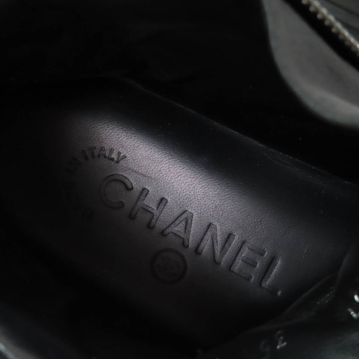 美品★CHANEL シャネル G31316 ココマーク フロントジップ ツイード切替 ハイカットスニーカー ブラック ブルー 35 伊製 レディース