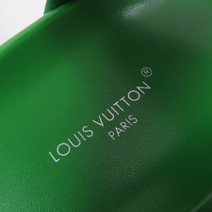 未使用品☆LOUIS VUITTON ルイヴィトン 1AB17J アークライト・ライン パテントレザー LVロゴ サンダル グリーン 36 箱付 伊製 レディース