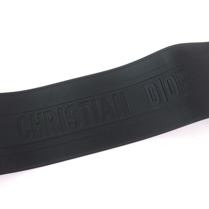 極美品☆Christian Dior クリスチャンディオール D-WAIST マキシ ダブルゴールドバックル レザー ベルト ブラック ゴールド金具 70