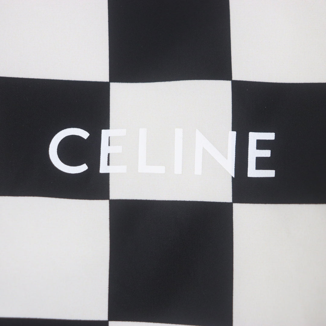 極美品▼CELINE セリーヌ 21AW 2W420819L ルーズチェッカーボードブール ロゴ入 ジップアップ ブルゾン シルバー 46 伊製 正規品 メンズ