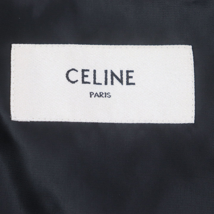 極美品▼CELINE セリーヌ 21AW 2W420819L ルーズチェッカーボードブール ロゴ入 ジップアップ ブルゾン シルバー 46 伊製 正規品 メンズ