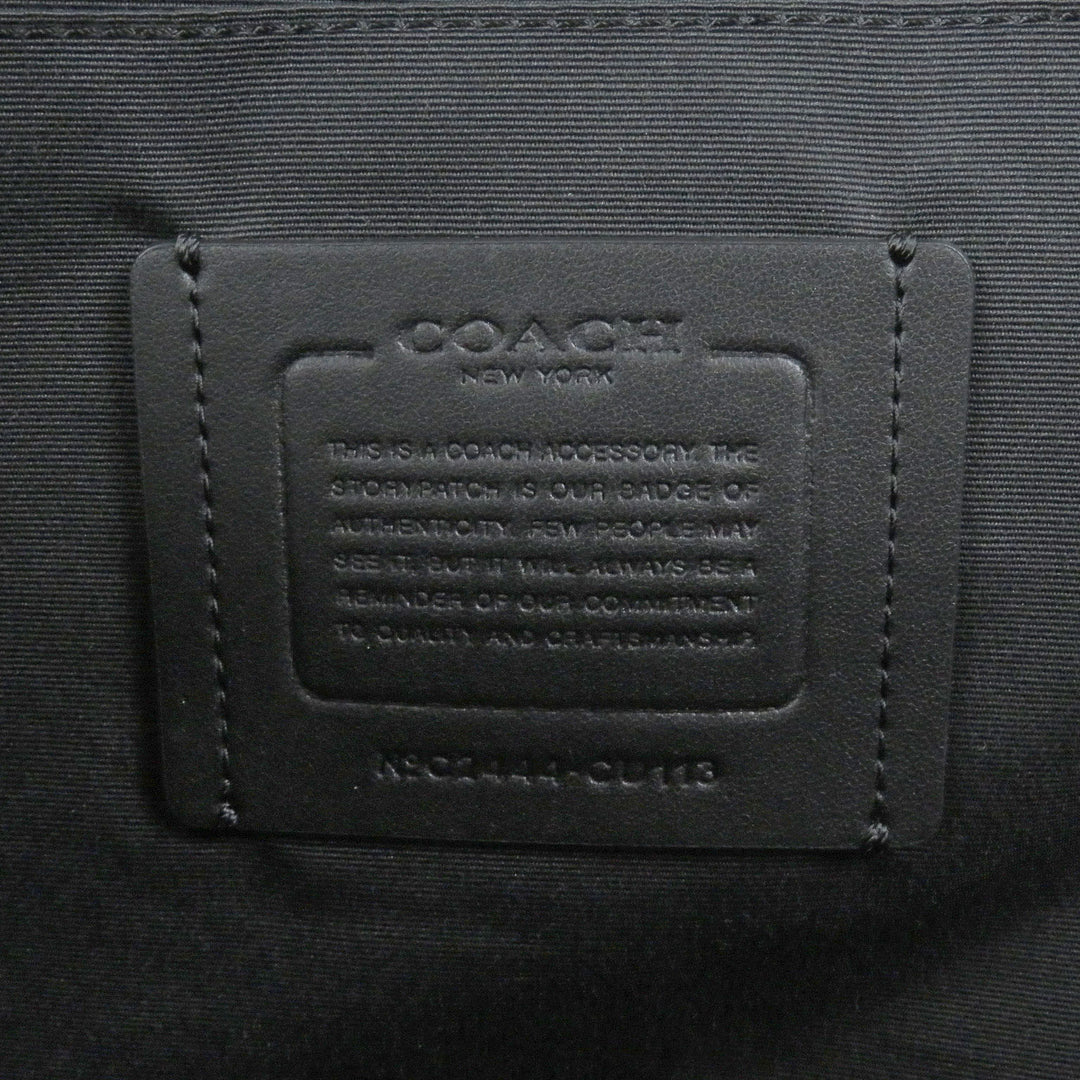 極美品□COACH コーチ CU113 イーサン ポートフォリオ・シグネチャー キャンバス レザー ロゴシルバー金具 クラッチバッグ ブラック