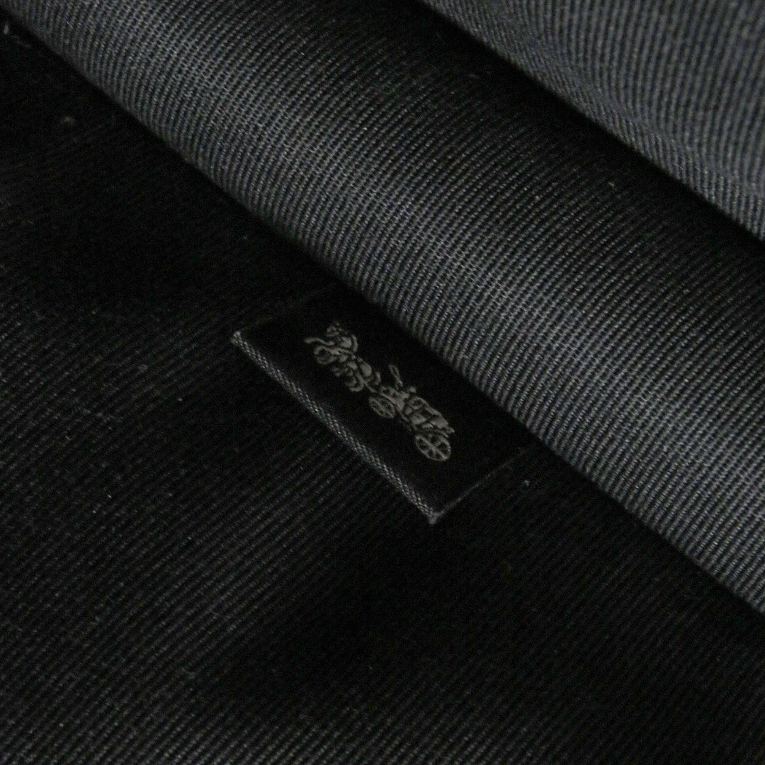 極美品□COACH コーチ CU113 イーサン ポートフォリオ・シグネチャー キャンバス レザー ロゴシルバー金具 クラッチバッグ ブラック