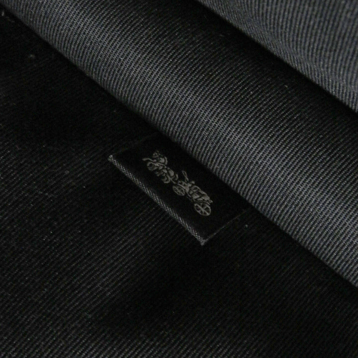 極美品□COACH コーチ CU113 イーサン ポートフォリオ・シグネチャー キャンバス レザー ロゴシルバー金具 クラッチバッグ ブラック