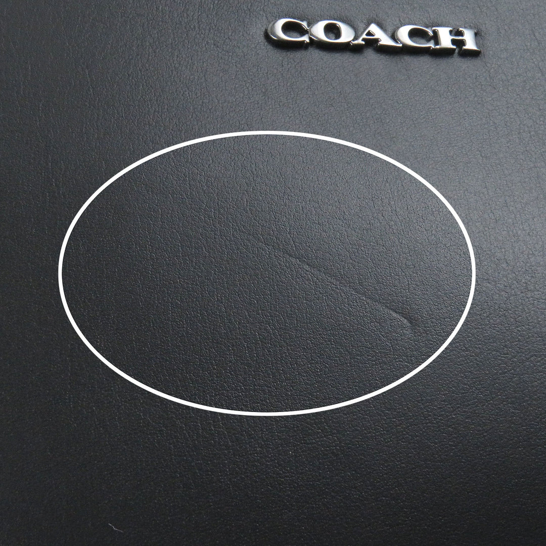 極美品□COACH コーチ CU113 イーサン ポートフォリオ・シグネチャー キャンバス レザー ロゴシルバー金具 クラッチバッグ ブラック