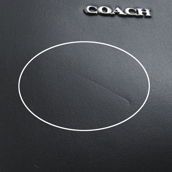 極美品□COACH コーチ CU113 イーサン ポートフォリオ・シグネチャー キャンバス レザー ロゴシルバー金具 クラッチバッグ ブラック