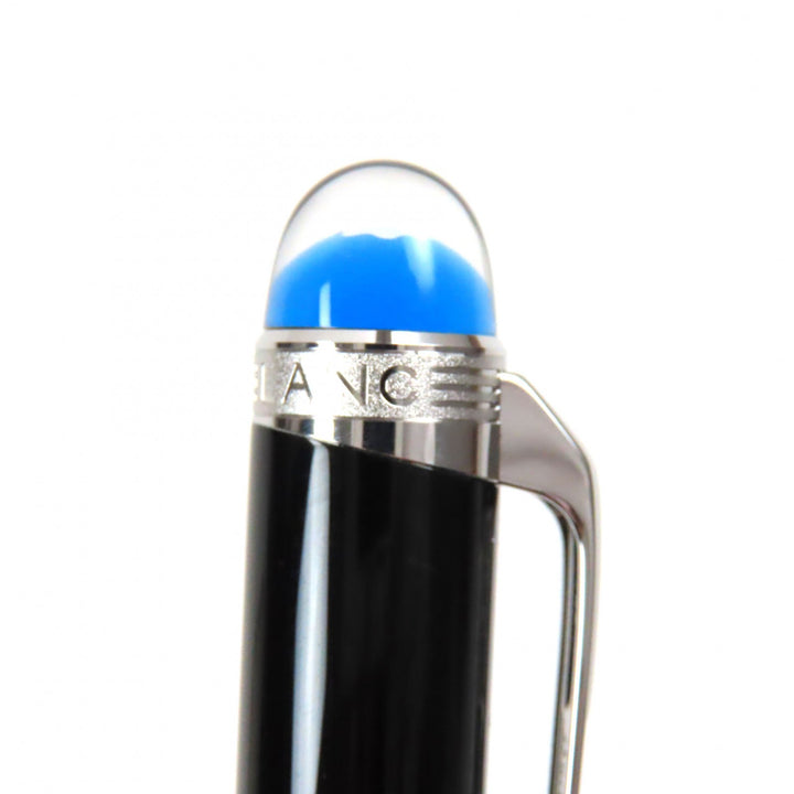 極美品▼MONTBLANC モンブラン スターウォーカー ブルードーム ツイスト式 ボールペン ブラック シルバー 箱・ケース付き 筆記確認済み