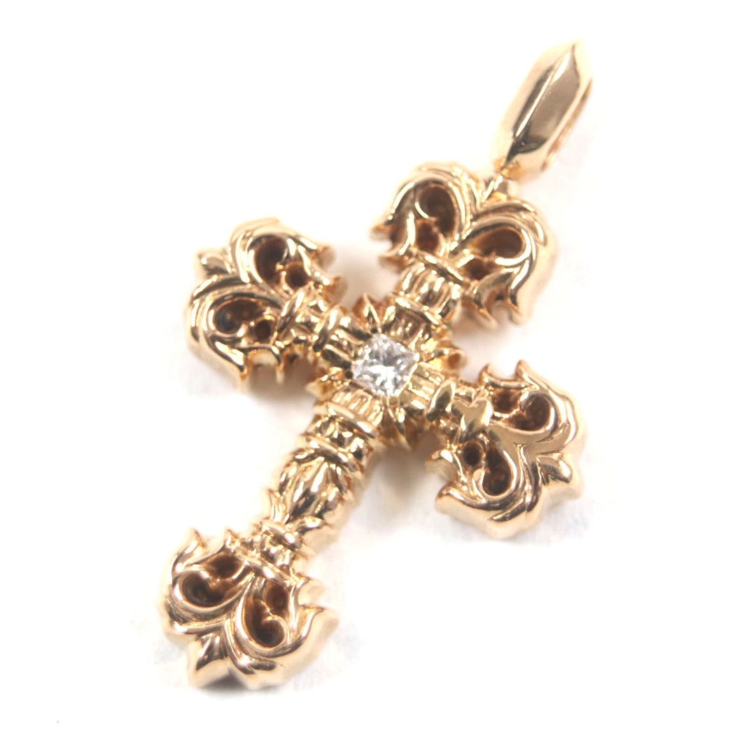 美品▼CHROME HEARTS クロムハーツ 22K FILIGREE TINY A/DIA タイニーフィリグリークロス 1Pダイヤモンド ペンダントトップ 総重量8.4g