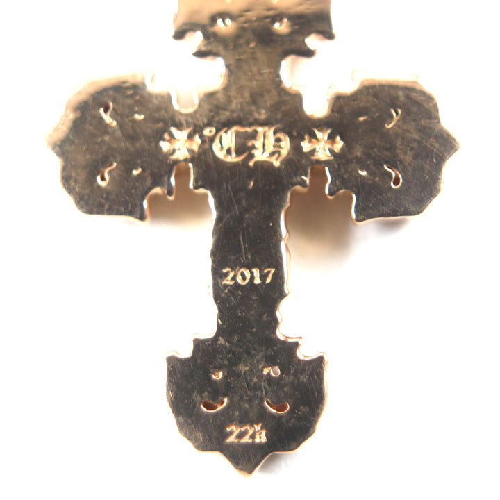 美品▼CHROME HEARTS クロムハーツ 22K FILIGREE TINY A/DIA タイニーフィリグリークロス 1Pダイヤモンド ペンダントトップ 総重量8.4g