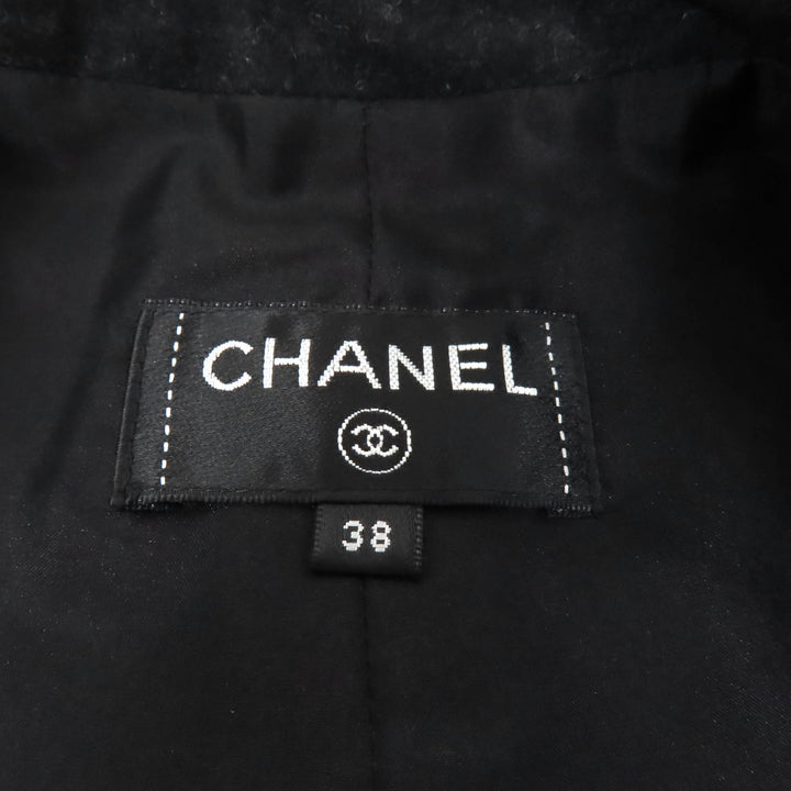 極美品★CHANEL シャネル P59000 裏地シルク100％ ロゴボタン付 センタープレス パンツ ウールパンツ チャコールグレー 38 レディース