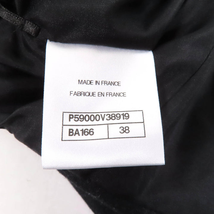 極美品★CHANEL シャネル P59000 裏地シルク100％ ロゴボタン付 センタープレス パンツ ウールパンツ チャコールグレー 38 レディース