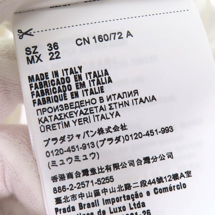 未使用△Miu Miu ミュウ ミュウ 22SS MF4512 コットン100% 襟エンブロイダリー ロゴ パフスリーブ ポプリン ドレス ワンピース 36 正規品