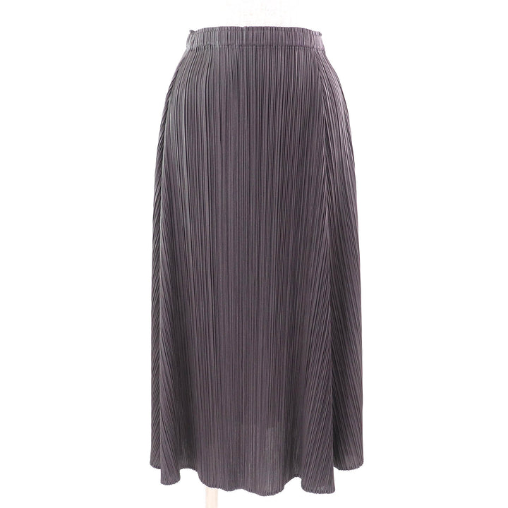 極美品△PLEATS PLEASE プリーツプリーズ イッセイミヤケ PP93-JG185 膝下丈 スカート グレー 2 日本製 正規品 レディース
