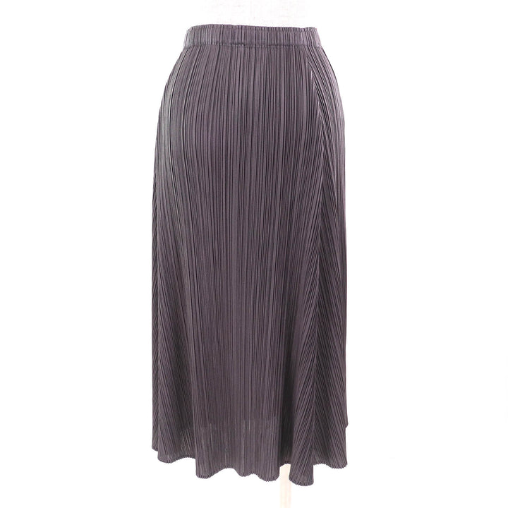 極美品△PLEATS PLEASE プリーツプリーズ イッセイミヤケ PP93-JG185 膝下丈 スカート グレー 2 日本製 正規品 レディース