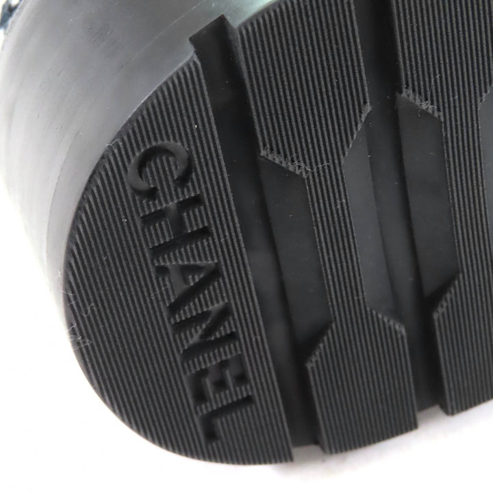 極美品△CHANEL シャネル G36424 ココマーク スパンコール装飾 格子柄 ツイード ショートブーツ アンクルブーツ ブラック ホワイト 37.5