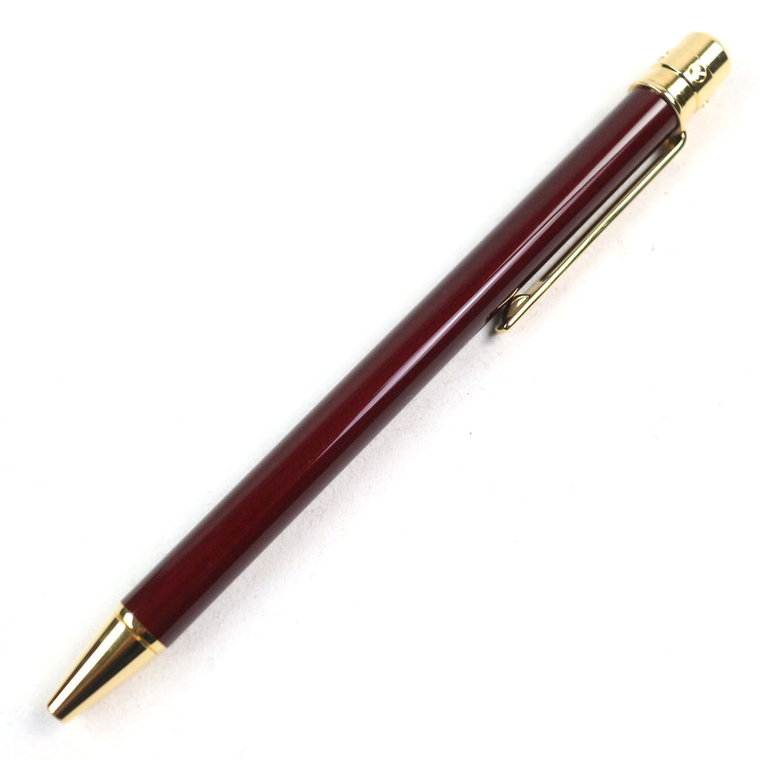 極美品○Cartier カルティエ サントス ドゥ カルティエ ロゴ刻印 ツイスト式 ボールペン ボルドー ゴールド ケース付き 筆記確認済み