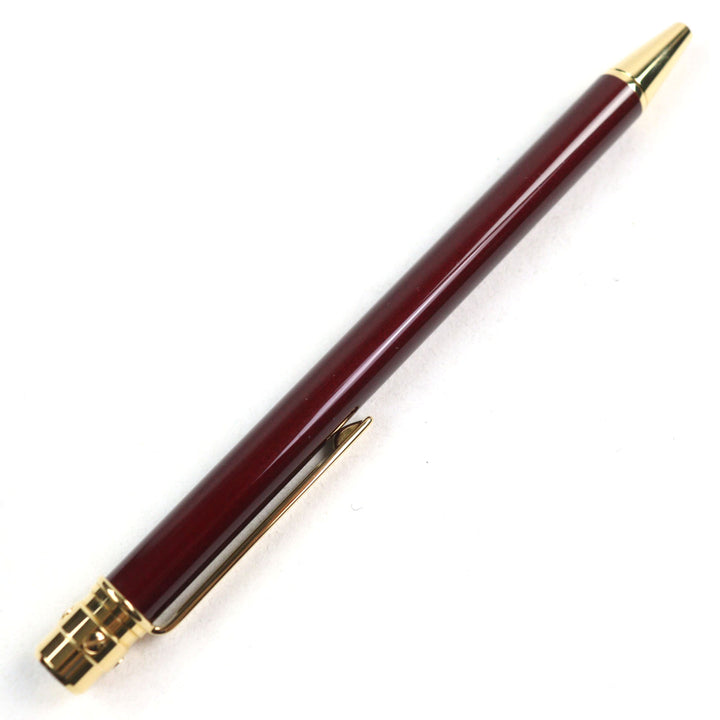 極美品○Cartier カルティエ サントス ドゥ カルティエ ロゴ刻印 ツイスト式 ボールペン ボルドー ゴールド ケース付き 筆記確認済み