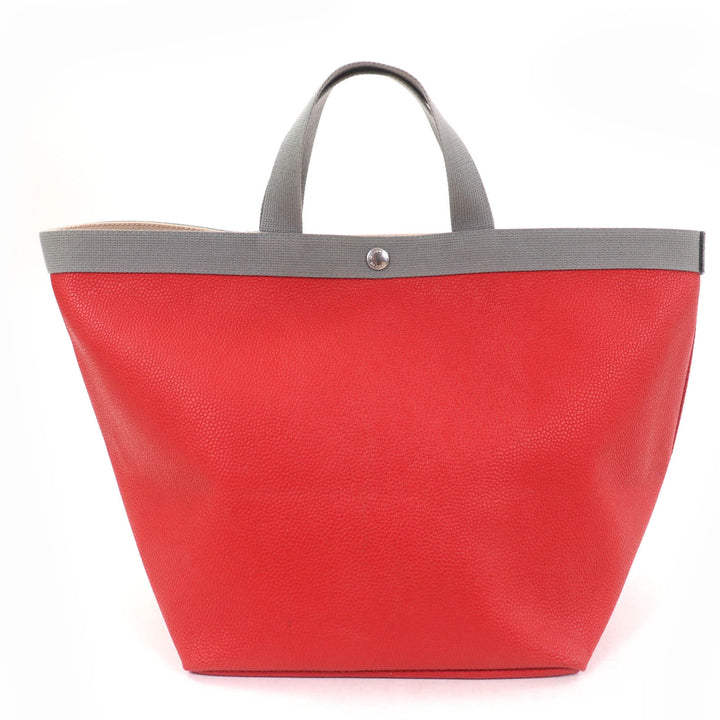 美品☆Herve Chapelier エルベ・シャプリエ 725GP コーテッドキャンバス スクエア レザー トートバッグ レッド フランス製 レディース