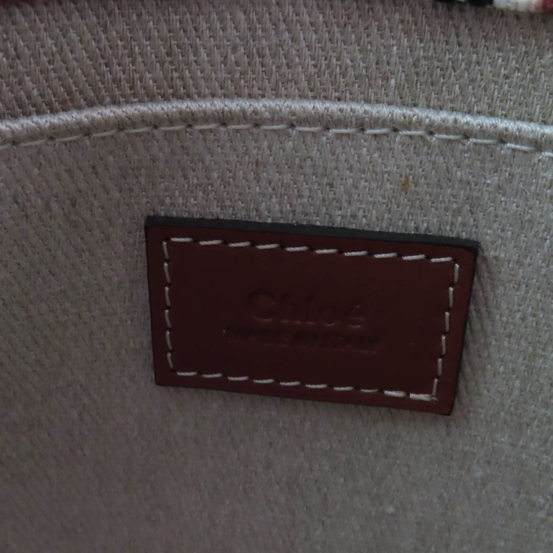 未使用品☆Chloe クロエ CHC22SS397G4427S ウッディ スモール トート リネン100％ レザー使い 2WAY トートバッグ 保袋付 伊製 レディース