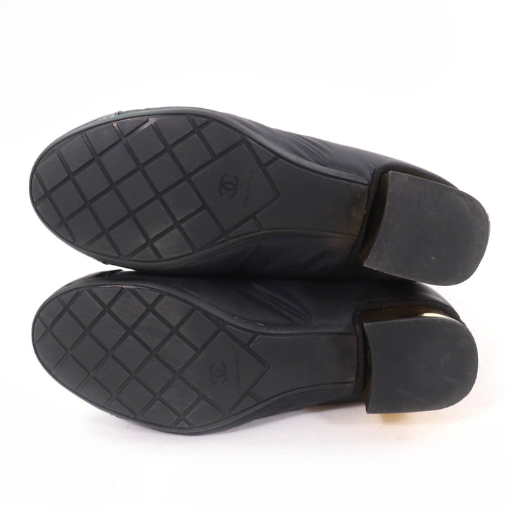 美品☆CHANEL シャネル G38428 ココマーク金具付 ロゴデザイン パテントレザー使い キルティング レザー 2WAY ロングブーツ ブラック 36