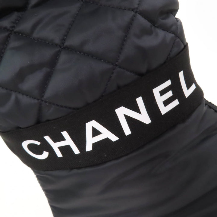 美品☆CHANEL シャネル G38428 ココマーク金具付 ロゴデザイン パテントレザー使い キルティング レザー 2WAY ロングブーツ ブラック 36