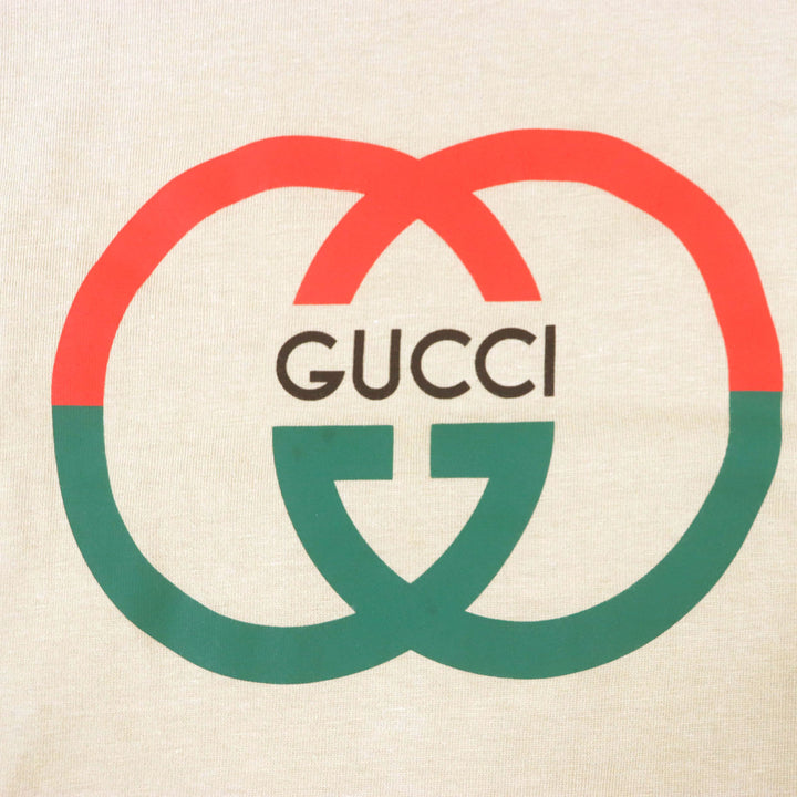 美品▼GUCCI グッチ 771758 コットン100% GGロゴプリント クルーネック ショートスリーブ 半袖Ｔシャツ ブラウン XS 伊製 正規品 メンズ
