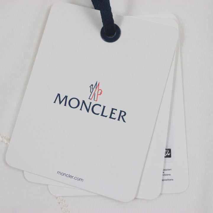 未使用品▼MONCLER モンクレール 2022年製 フロントロゴ刺繍 クルーネック ショートスリーブ 半袖Ｔシャツ ホワイト M 正規品 メンズ