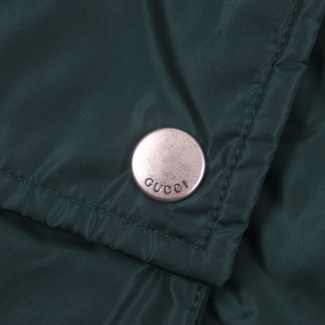 美品▼GUCCI グッチ 590746 GG柄 フード付き 中綿 WZIPUP コート マウンテンパーカー グリーン ボルドー 46 イタリア製 正規品 メンズ