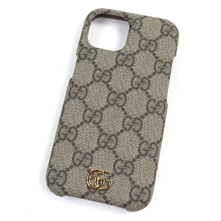 極美品○GUCCI グッチ 763787 GGスプリームキャンバス 現行品 オフィディア GGロゴ iPhone 15ケース ベージュ系 ゴールド金具 箱付き