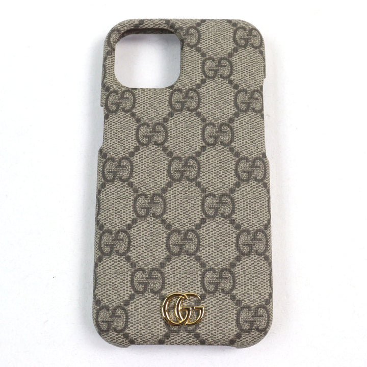 極美品○GUCCI グッチ 763787 GGスプリームキャンバス 現行品 オフィディア GGロゴ iPhone 15ケース ベージュ系 ゴールド金具 箱付き