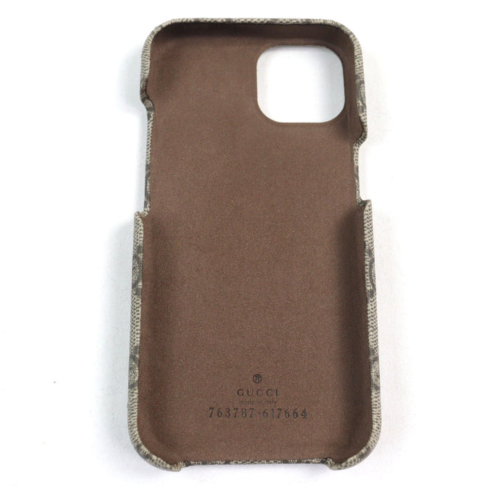 極美品○GUCCI グッチ 763787 GGスプリームキャンバス 現行品 オフィディア GGロゴ iPhone 15ケース ベージュ系 ゴールド金具 箱付き