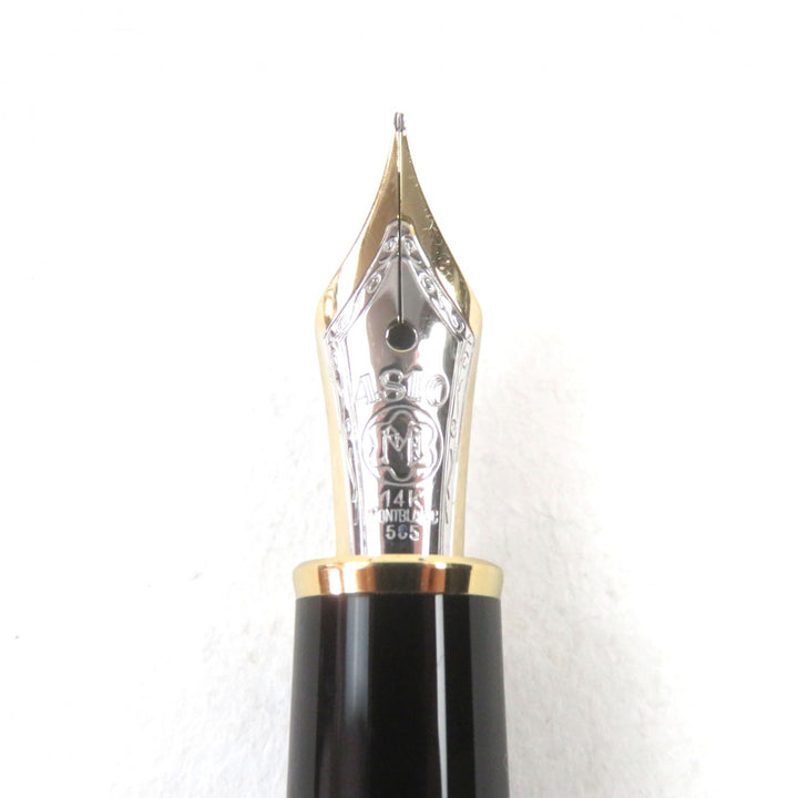 良品○MONTBLANC モンブラン マイスターシュテュック クラシック 14K EFニブ ロゴ刻印 ホワイトスター 万年筆 ブラック ゴールド 独製