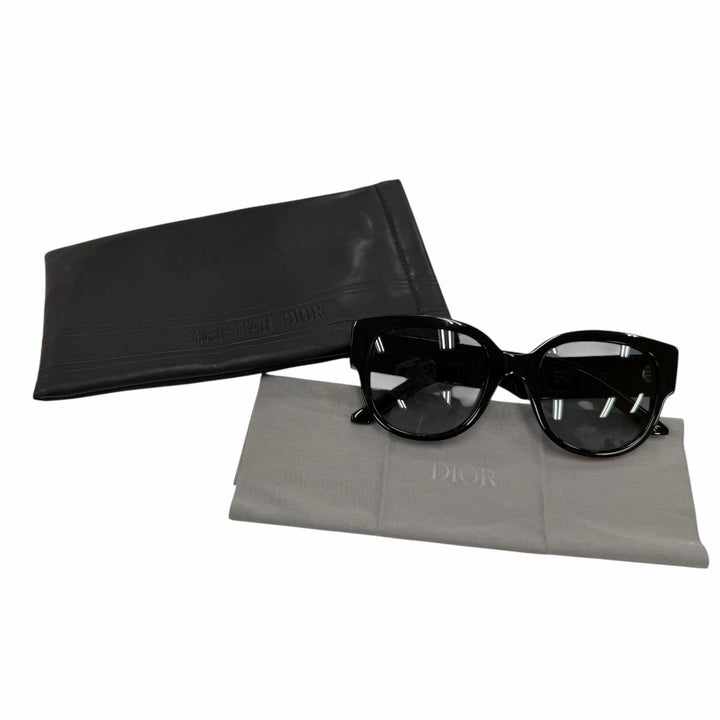 美品☆Christian Dior クリスチャンディオール Wildior BU ウェリントン フレームロゴ サングラス ブラック 54□21 145 伊製 デモレンズ