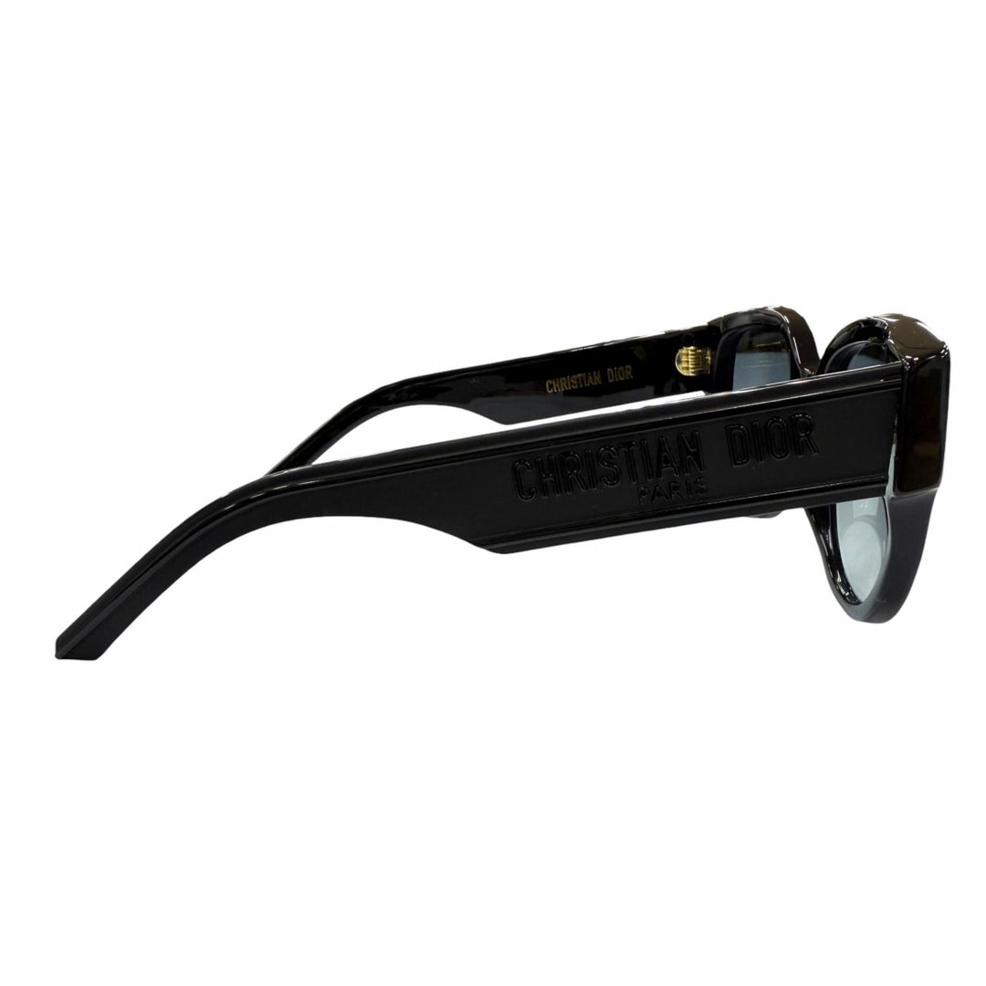 美品☆Christian Dior クリスチャンディオール Wildior BU ウェリントン フレームロゴ サングラス ブラック 54□21 145 伊製 デモレンズ