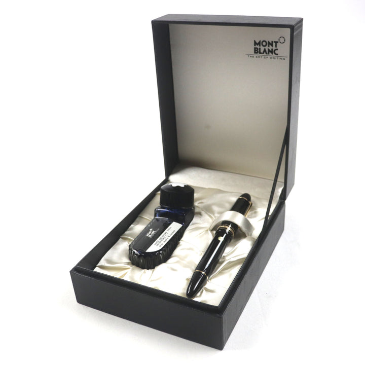 美品▼MONTBLANC モンブラン マイスターシュテュック 149 ペン先14K Fニブ ホワイトスター 万年筆 ブラック ゴールド ケース・インク付き