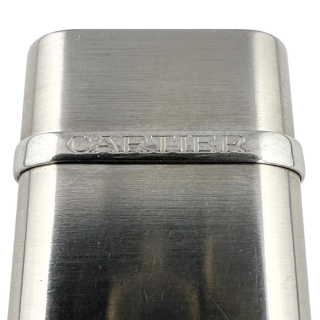 美品▲Cartier カルティエ ゴドロン ヘアライン ローラー式 喫煙具 ガス ライター シルバー スイス製 メンズ 着火確認済み