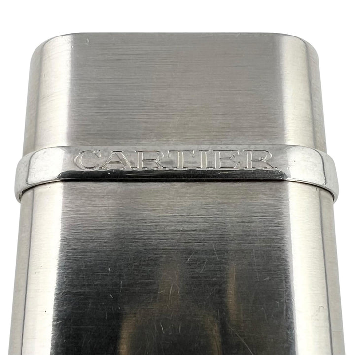 美品▲Cartier カルティエ ゴドロン ヘアライン ローラー式 喫煙具 ガス ライター シルバー スイス製 メンズ 着火確認済み
