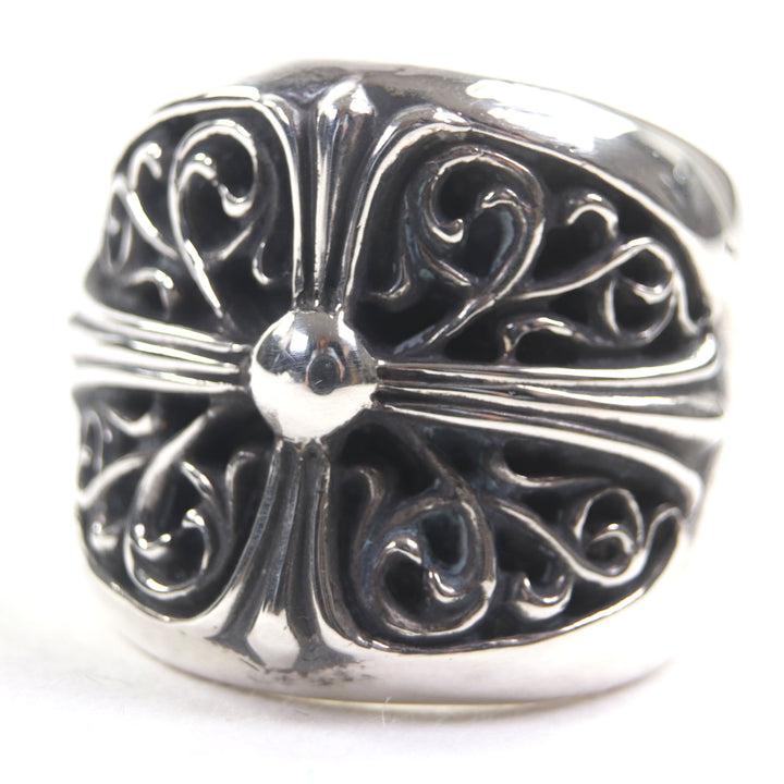 美品▼CHROME HEARTS クロムハーツ CLASSIC OVAL クラシックオーバルクロス 925 リング ・指輪 シルバー JP21号相当 重量40.51g メンズ