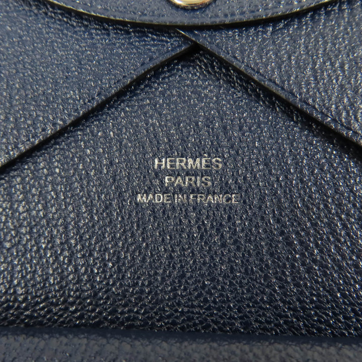 未使用品☆HERMES エルメス カルヴィ デュオ シェーブル ブルーニュイ シルバー金具 コインケース W刻 箱付き フランス製 レディース