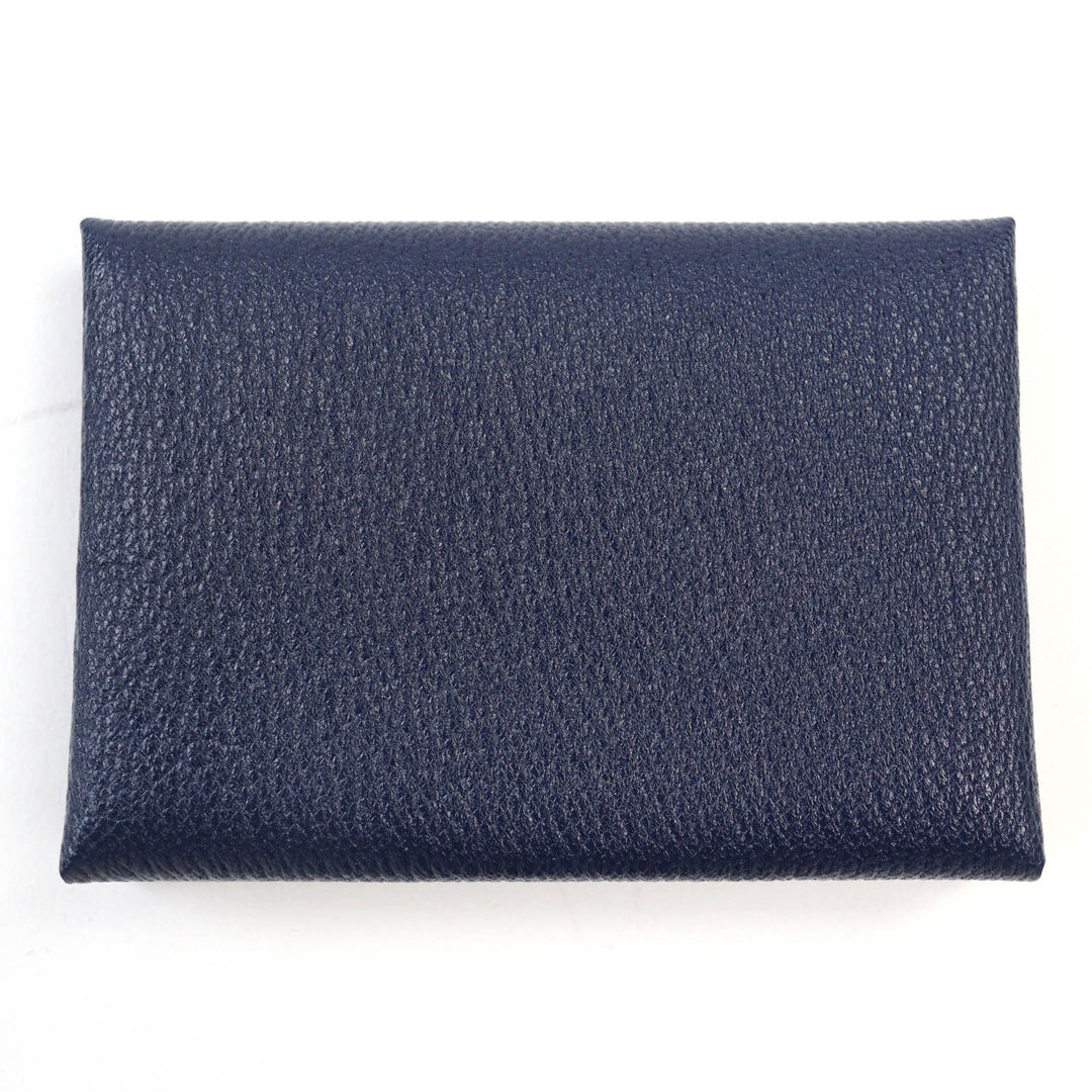 未使用品☆HERMES エルメス カルヴィ デュオ シェーブル ブルーニュイ シルバー金具 コインケース W刻 箱付き フランス製 レディース