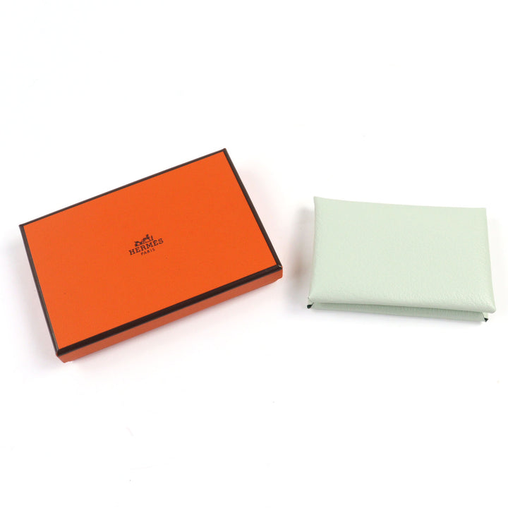 未使用品○HERMES エルメス カルヴィ ヴェルソ シェーブル ヴェールフィズ ミント コインケース U刻印 箱付き フランス製