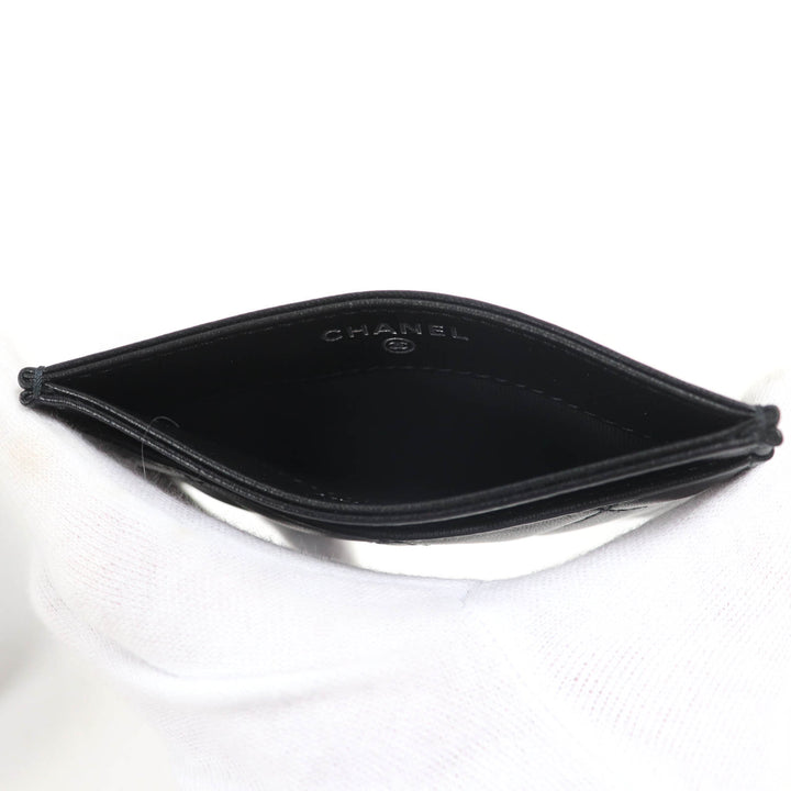 極美品☆CHANEL シャネル AP4472 ラムスキン マトラッセ ココマーク カードケース ブラック ブラック金具 箱・保存袋付 伊製 レディース