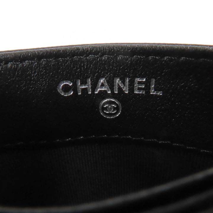 極美品☆CHANEL シャネル AP4472 ラムスキン マトラッセ ココマーク カードケース ブラック ブラック金具 箱・保存袋付 伊製 レディース
