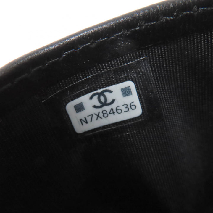 極美品☆CHANEL シャネル AP4472 ラムスキン マトラッセ ココマーク カードケース ブラック ブラック金具 箱・保存袋付 伊製 レディース