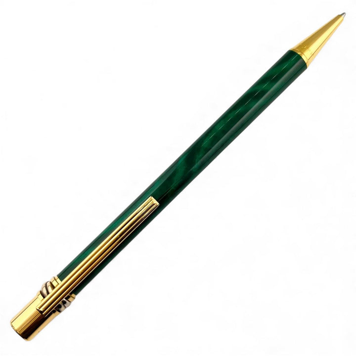 良品▲Cartier カルティエ ヴィンテージ 89s マスト ドゥ カルティエ トリニティ ボールペン マラカイト ゴールド メンズ 筆記確認済み