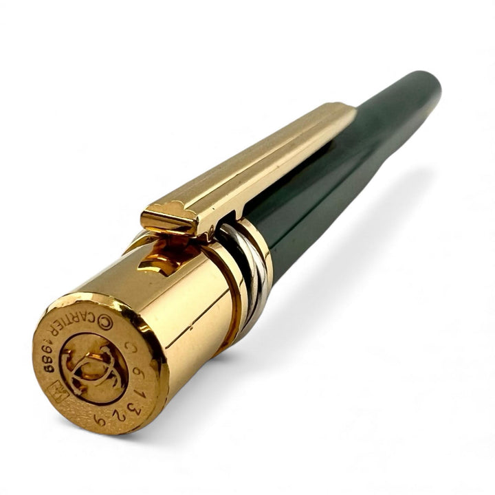 良品▲Cartier カルティエ ヴィンテージ 89s マスト ドゥ カルティエ トリニティ ボールペン マラカイト ゴールド メンズ 筆記確認済み